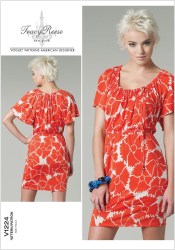 1224 Vogue Tracy Reese Easy Short Sleeve Pullover Elastic Waist Shorter Dress Pattern 16-24 New